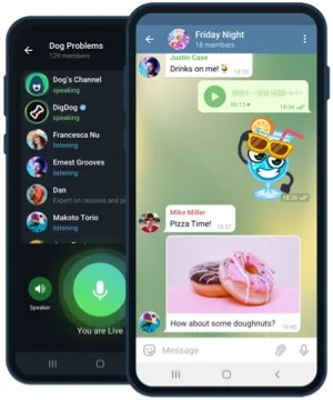 Telegram para Android en un móvil con carpetas y temas personalizados